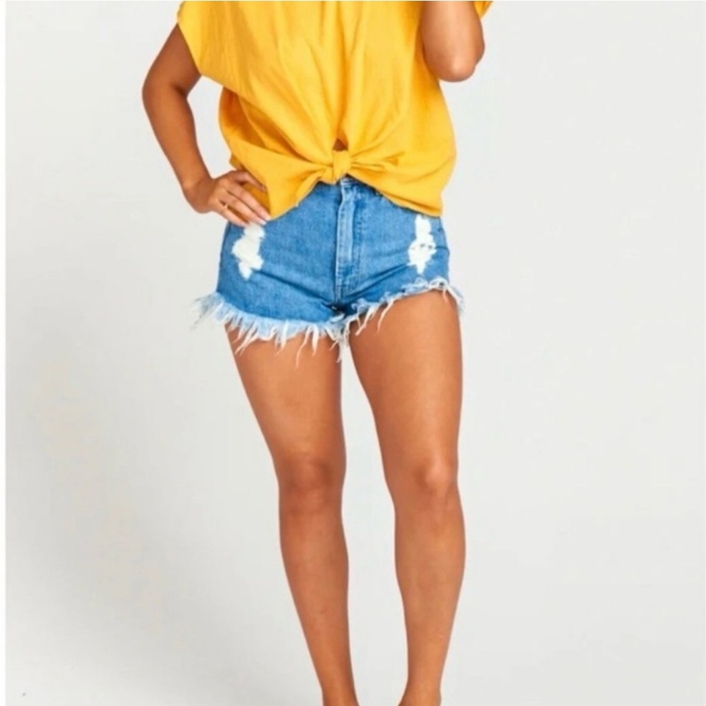 Show Me Your MuMu Marigold Front Tie Linen Blend Blouse